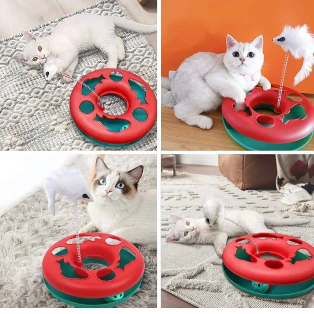 🐈🐈‍⬛🐱🐱Interactive Gray or Red Cat Toy with White Mice